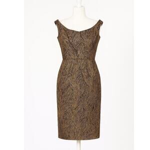 Ceil Chapman Vintage 1950s Gold Metallic Brocade Cocktail Dress Size 4 Small